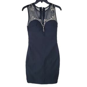 B. DARLIN Black Mesh Jeweled Heart Shaped Tank Mini Dress